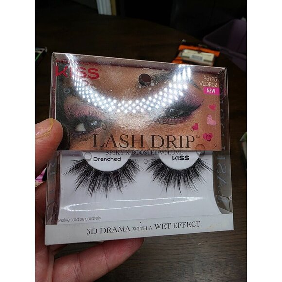 Kiss Lash Drip "Drenched" False Eyelashes Pack Spiky Boosted Volume 3D Drama Wet - Picture 4 of 16